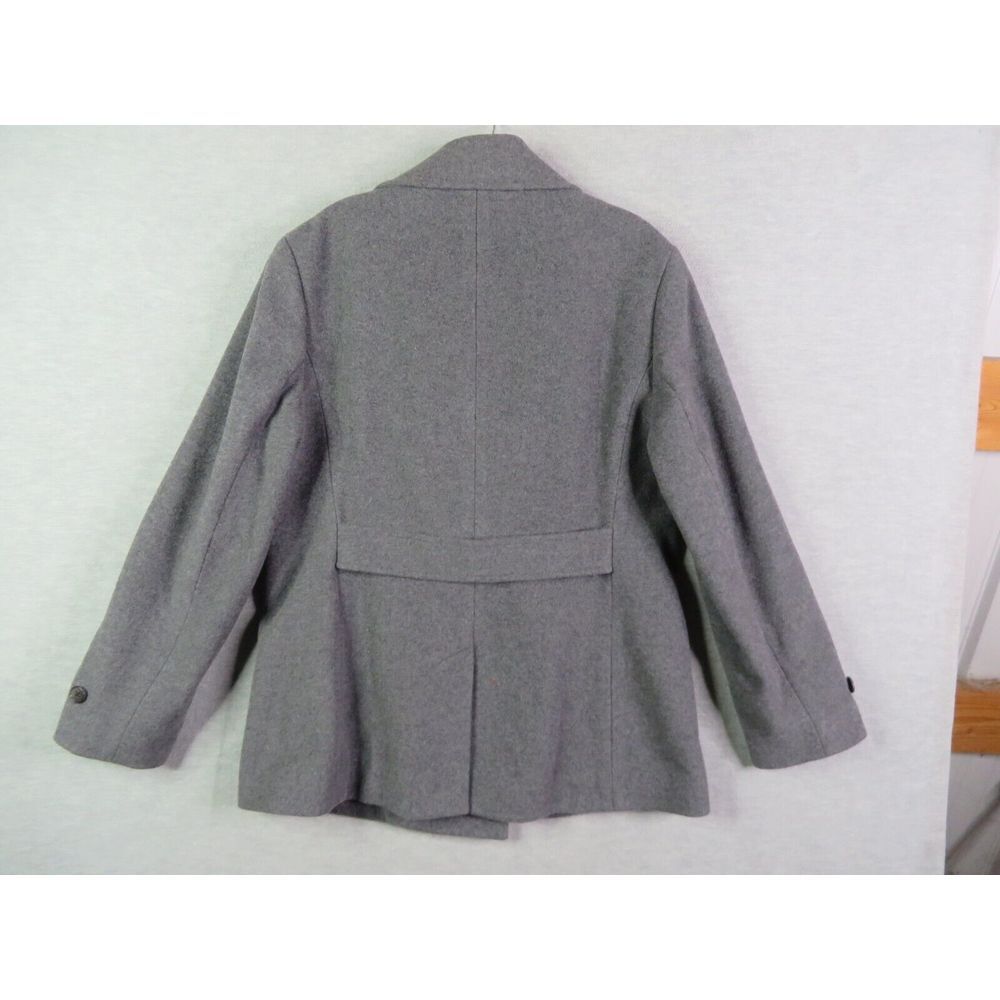 Lands End Womens Coat 10 Gray Wool Pea Coat Double Breasted Long Sleeve Classic - Picture 8 of 10